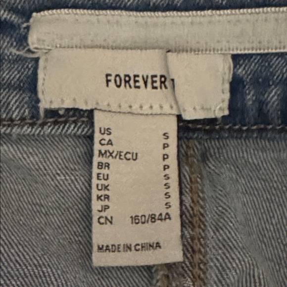 Forever 21 Blue Denim Strapless Mini Dress Hearts Stretchy Jeans Concert Size S - Picture 4 of 5